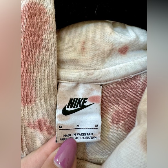 Nike Tie Dye Woman's Hoodie M off-white tan rust over sized - Picture 6 of 8